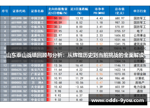 山东泰山战绩回顾与分析：从辉煌历史到当前挑战的全面解读