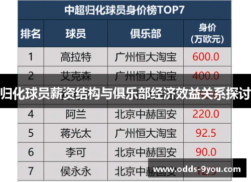归化球员薪资结构与俱乐部经济效益关系探讨